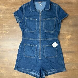Free People denim short romper
